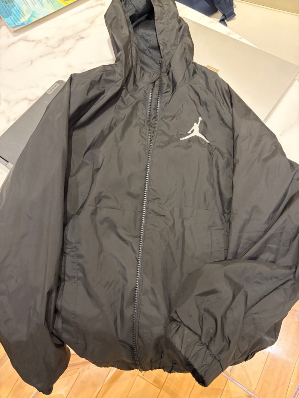 Jordan Black Full-Zip Hooded Windbreaker with Jumpman Logo